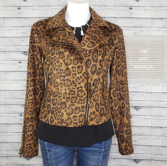 Sanctuary Jackets & Blazers - Sanctuary Leopard Print Moto Zip Jacket